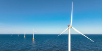 Wind turbines at the Block Island Wind Farm near Block Island, Rhode Island in 2022.